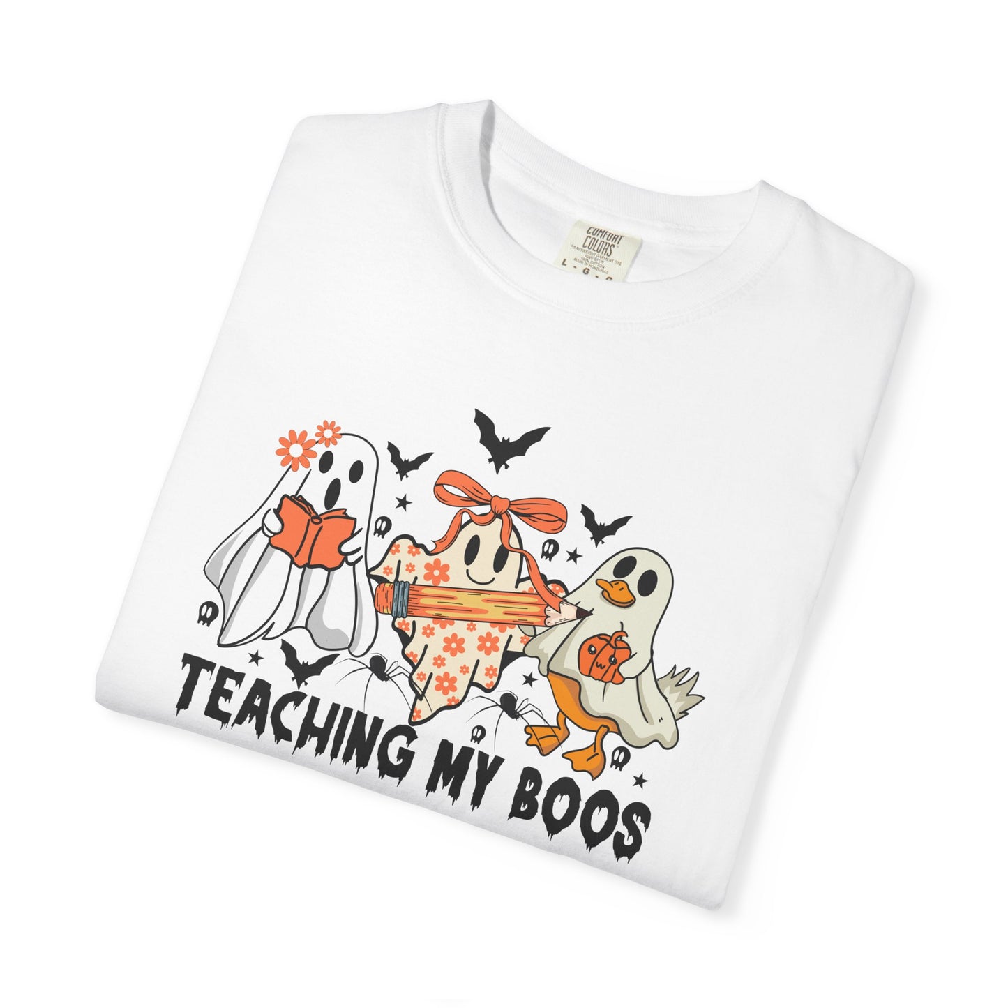 Ghostly Teaching T-Shirt, Halloween Gift, Spooky Tee, Fun Family Shirt, Unisex Cotton Top - Haunted Teacher Apparel