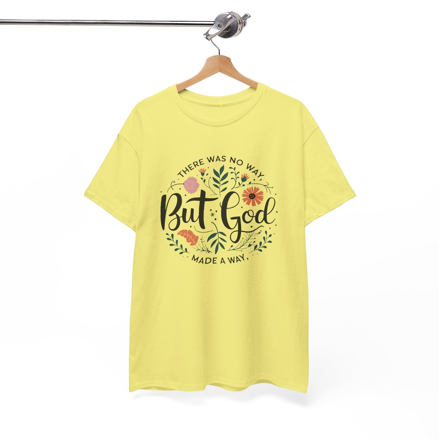 Inspirational Unisex Heavy Cotton Tee - "But God" Floral Design, Christian Gift, Faith Tee, Motivational Shirt, Casual Wear