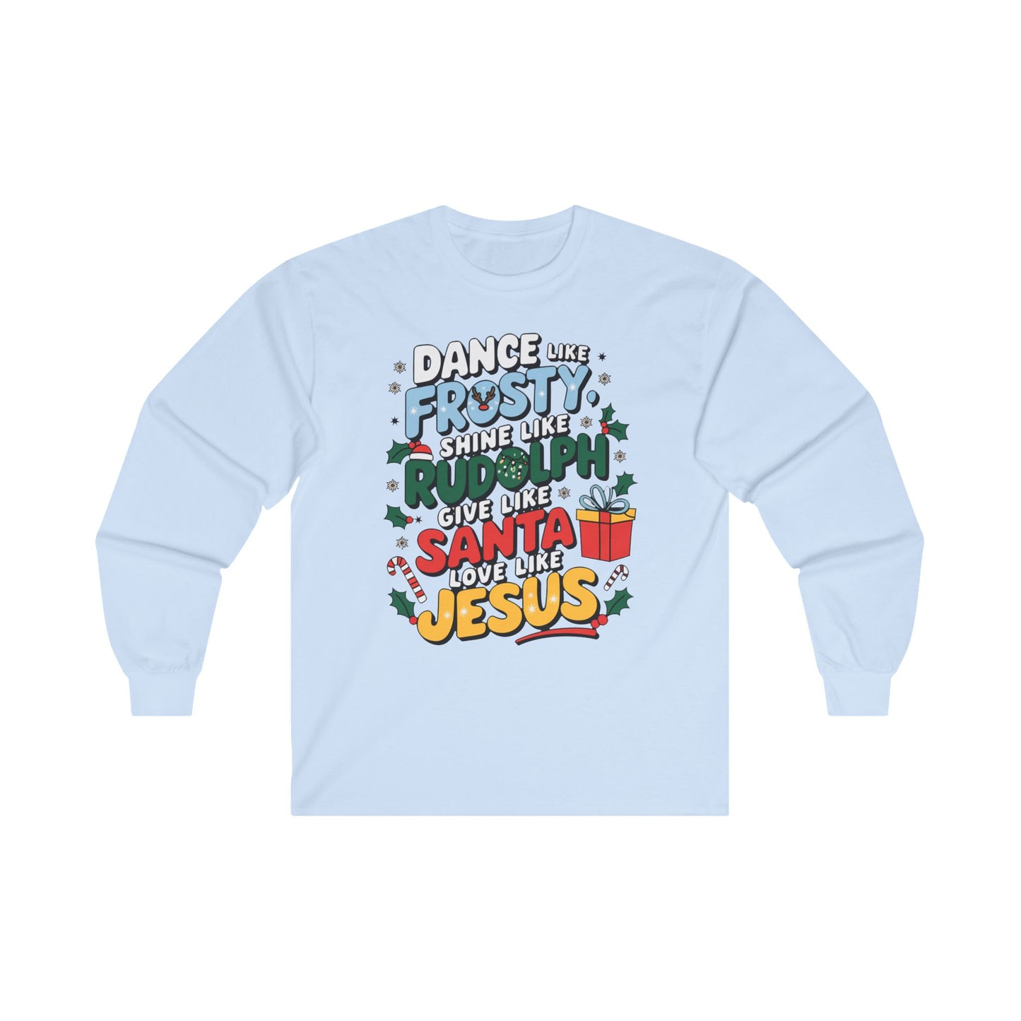 Holiday Unisex Heavy Cotton Long Sleeve Tee/Christmas Tee/Dance like Frosty/Christmas Retro Shirt