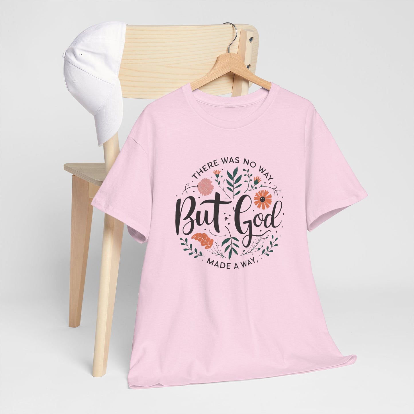 Inspirational Unisex Heavy Cotton Tee - "But God" Floral Design, Christian Gift, Faith Tee, Motivational Shirt, Casual Wear