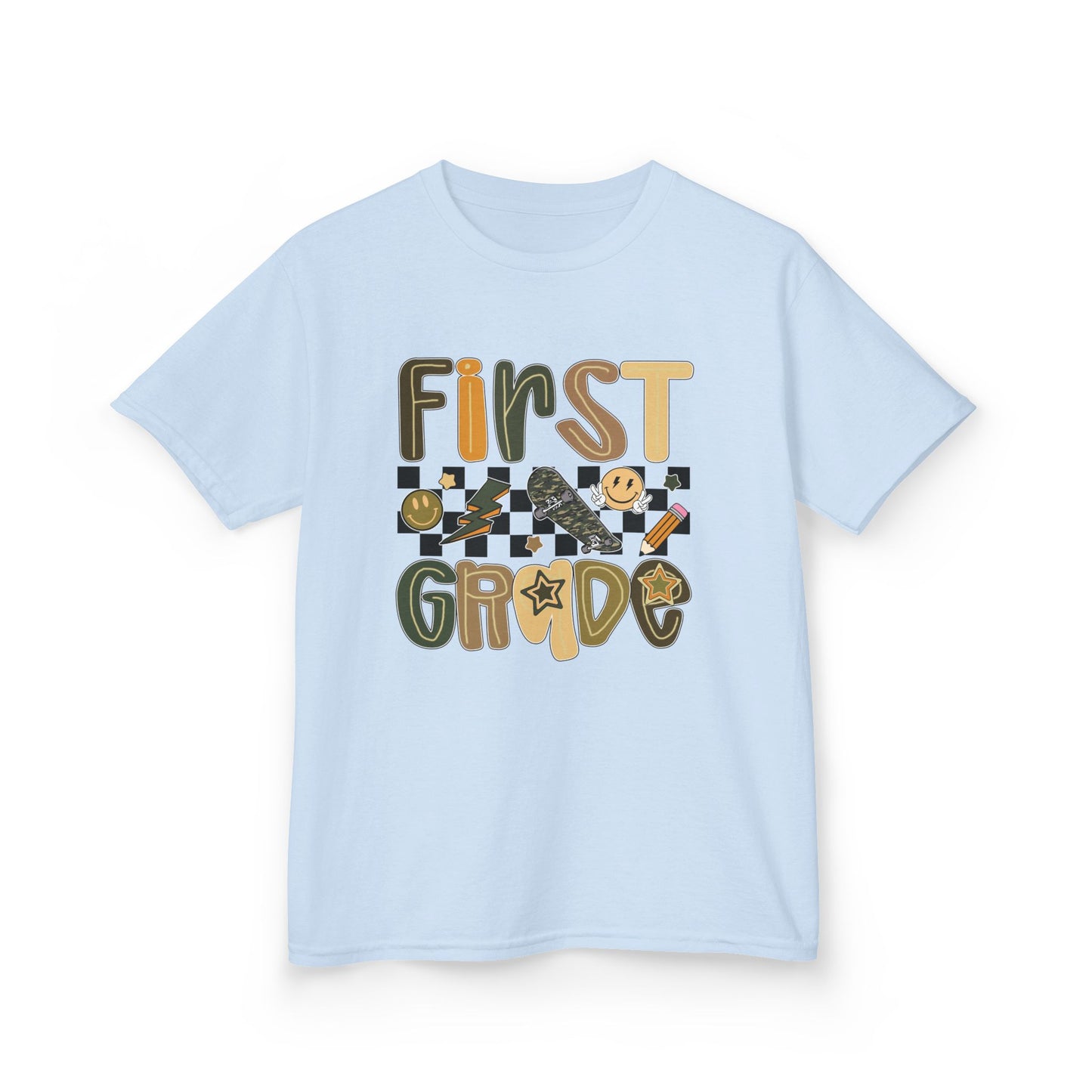 First Grade Kids Tee, Fun Children's Shirt, Back to School Apparel, Gift for Students, Classroom Wear, Summer Camp T-Shirt