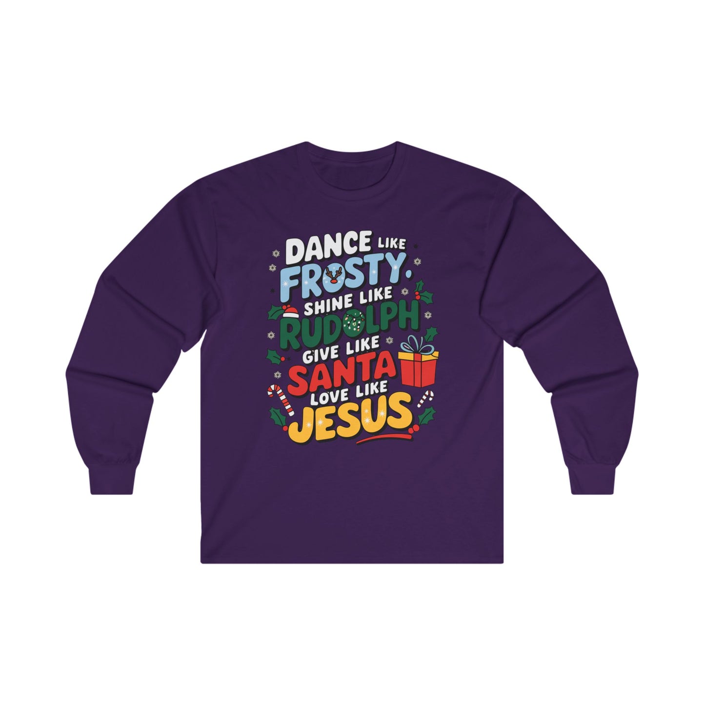 Holiday Unisex Heavy Cotton Long Sleeve Tee/Christmas Tee/Dance like Frosty/Christmas Retro Shirt
