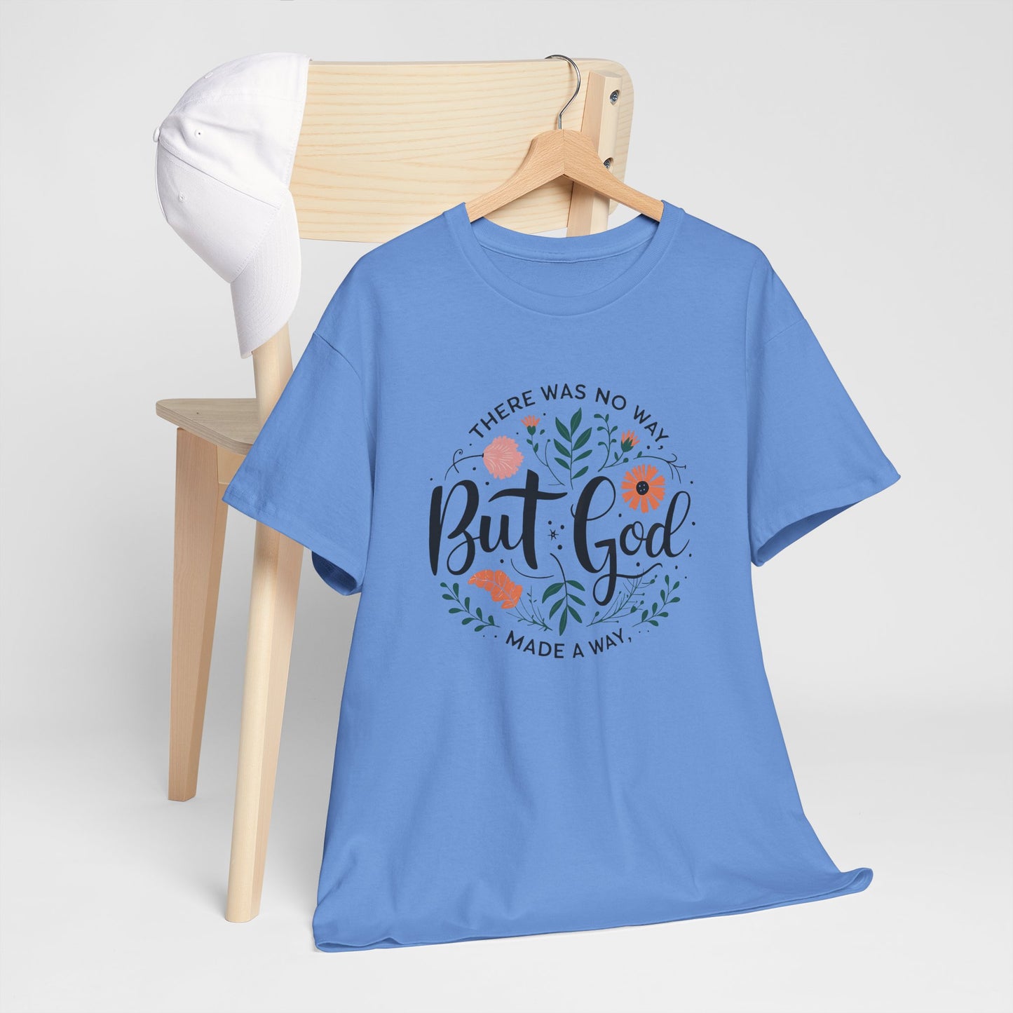 Inspirational Unisex Heavy Cotton Tee - "But God" Floral Design, Christian Gift, Faith Tee, Motivational Shirt, Casual Wear