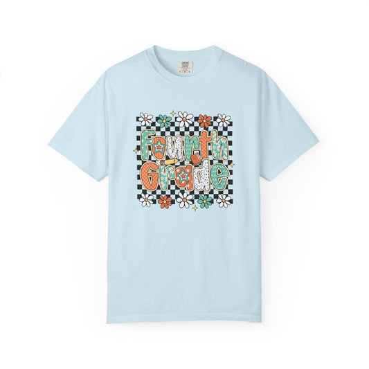 Light blue t-shirt with 'Fourth Grade' design on a white background