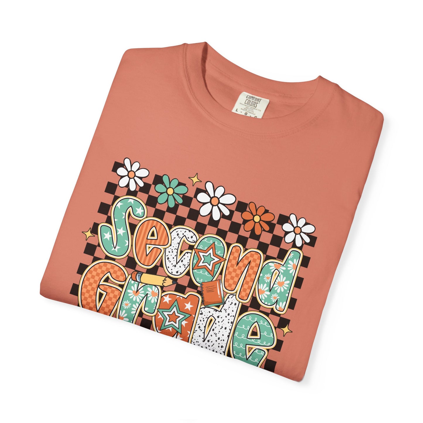 Retro Second Grade Teacher Tee Unisex Garment-Dyed T-shirt, School Teacher Gift, Back to School