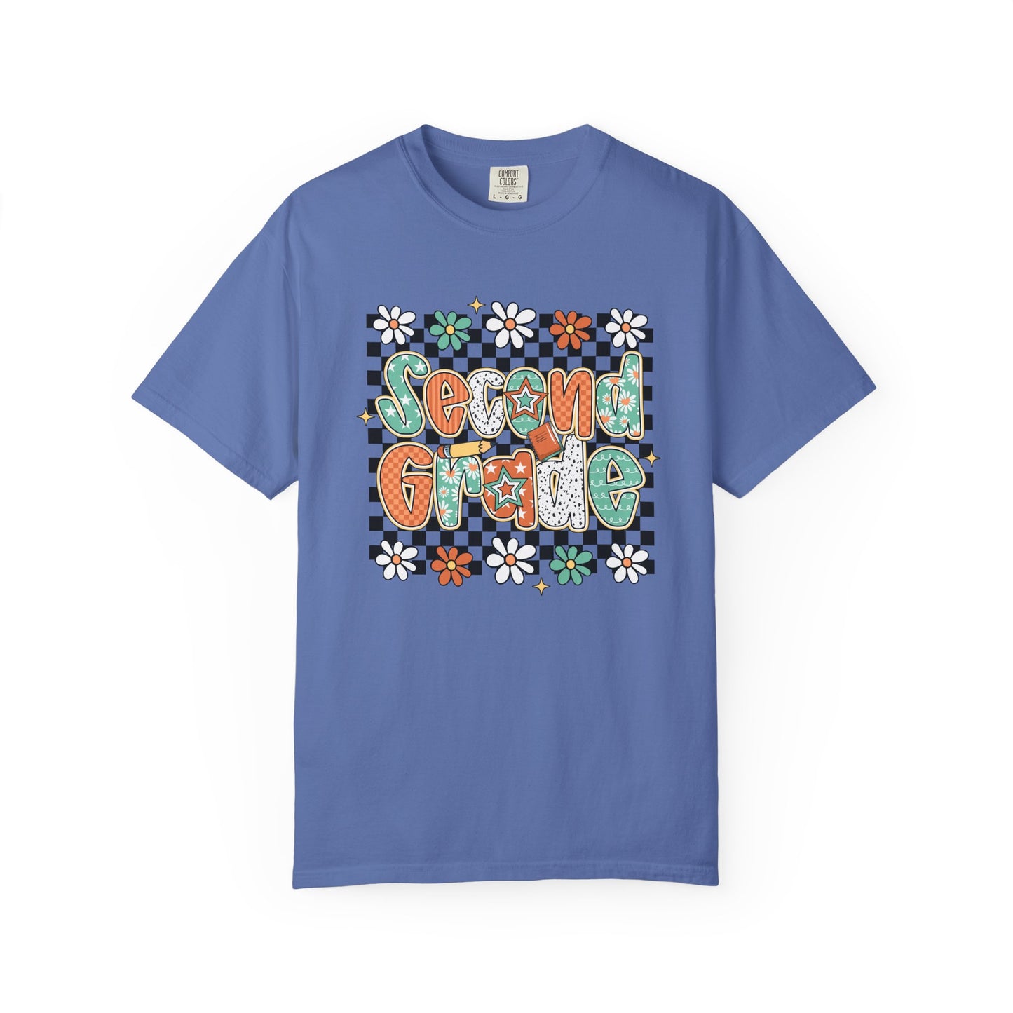 Retro Second Grade Teacher Tee Unisex Garment-Dyed T-shirt, School Teacher Gift, Back to School