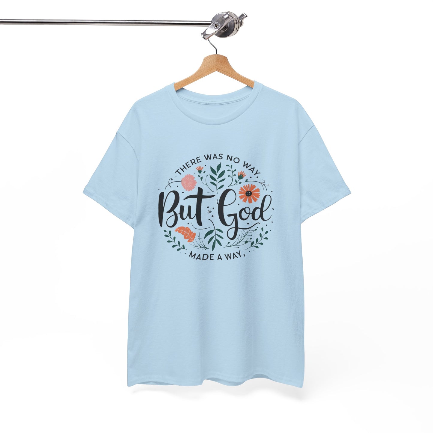 Inspirational Unisex Heavy Cotton Tee - "But God" Floral Design, Christian Gift, Faith Tee, Motivational Shirt, Casual Wear