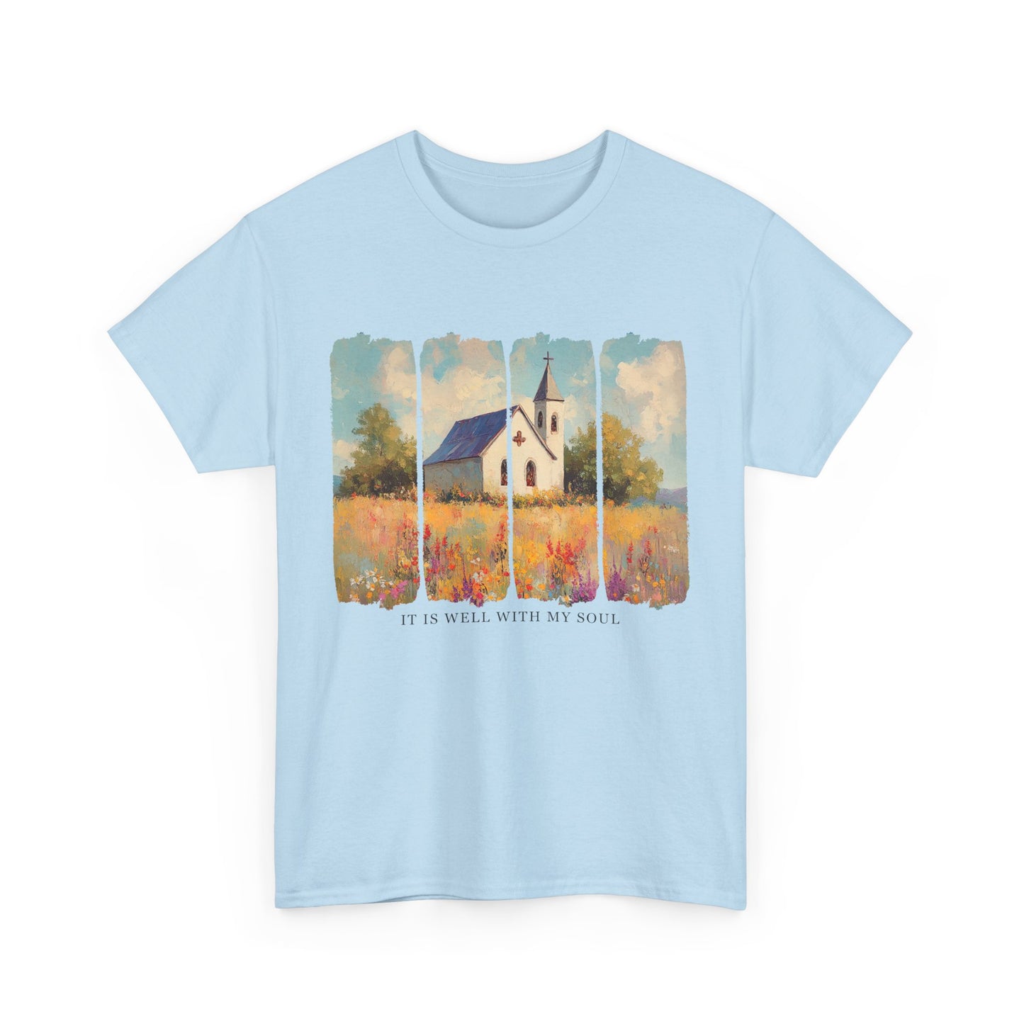 Inspirational Unisex Heavy Cotton Tee - "It Is Well With My Soul" - Faith Shirt, Spiritual Gift, Comfort Tee, Religious