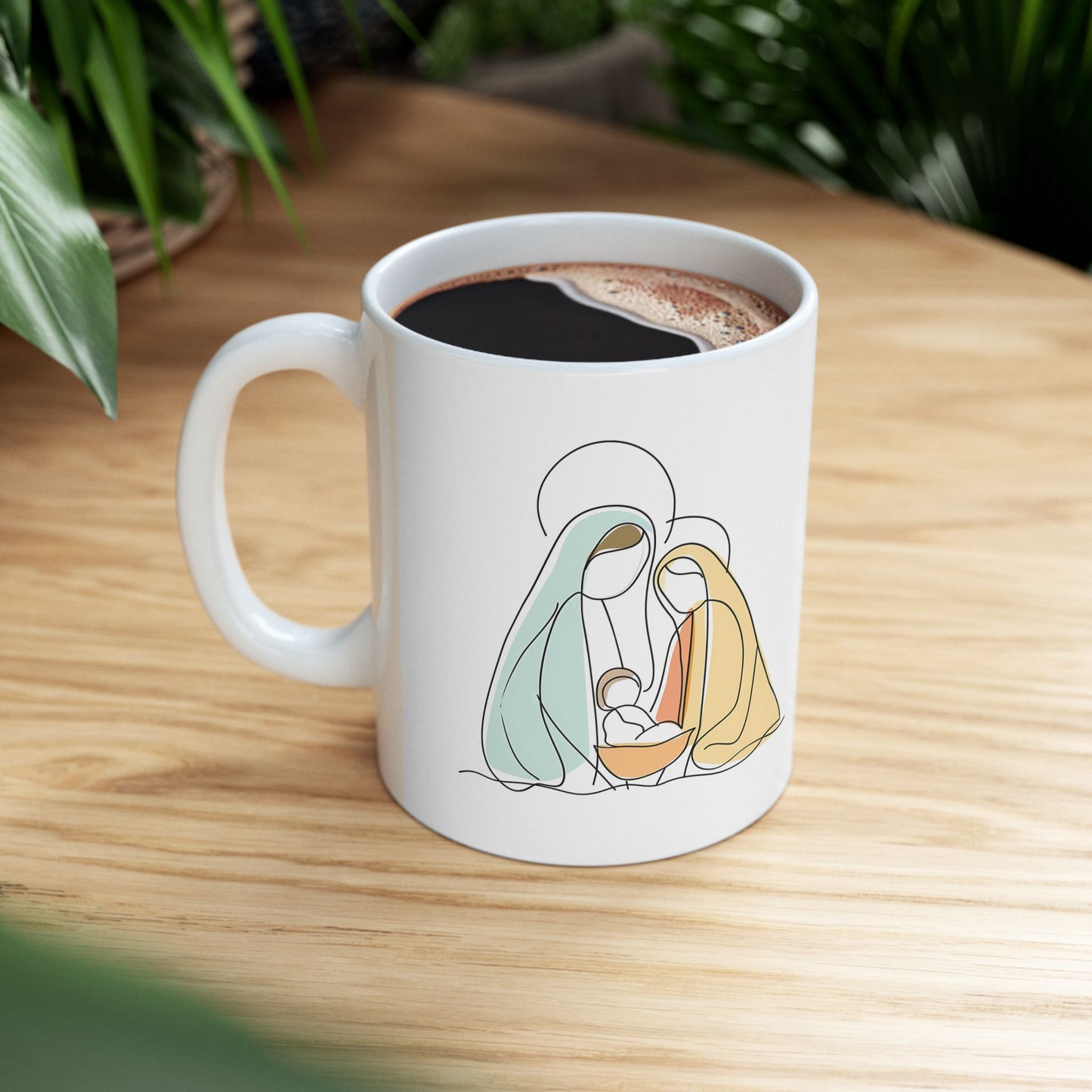 Nativity Scene Ceramic Mug, (11oz, 15oz)/Nativity Mug/Nativity Scene