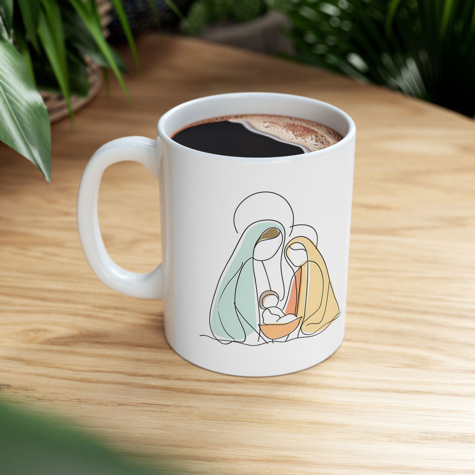 Nativity Scene Ceramic Mug, (11oz, 15oz)/Nativity Mug/Nativity Scene