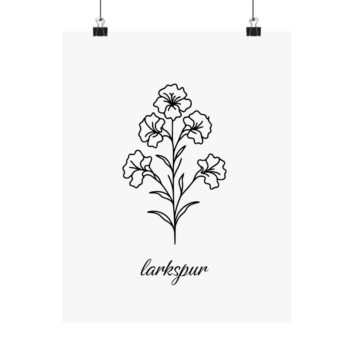 July Birth Flower Poster Larkspur