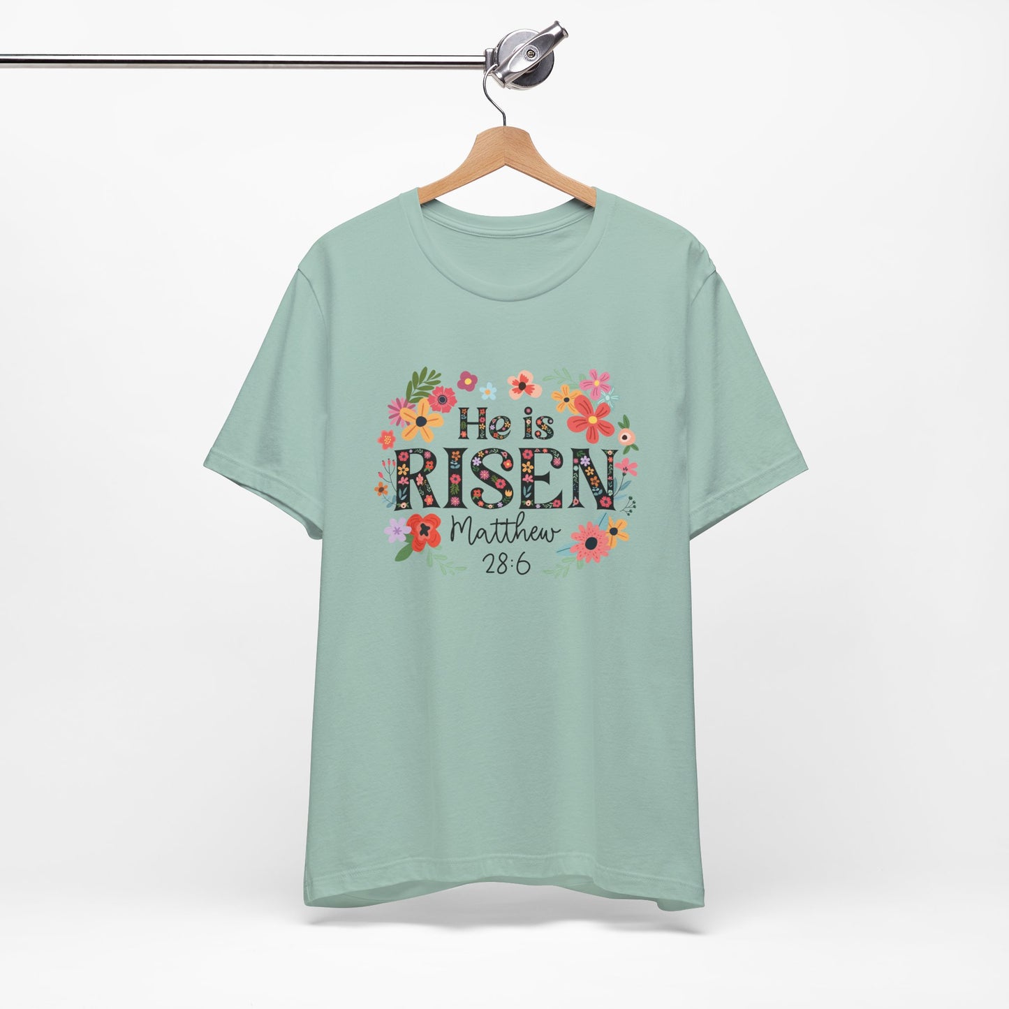 He is Risen Floral Tee, Easter Celebration Shirt, Christian Faith Apparel, Spring Outfit, Inspirational Gift