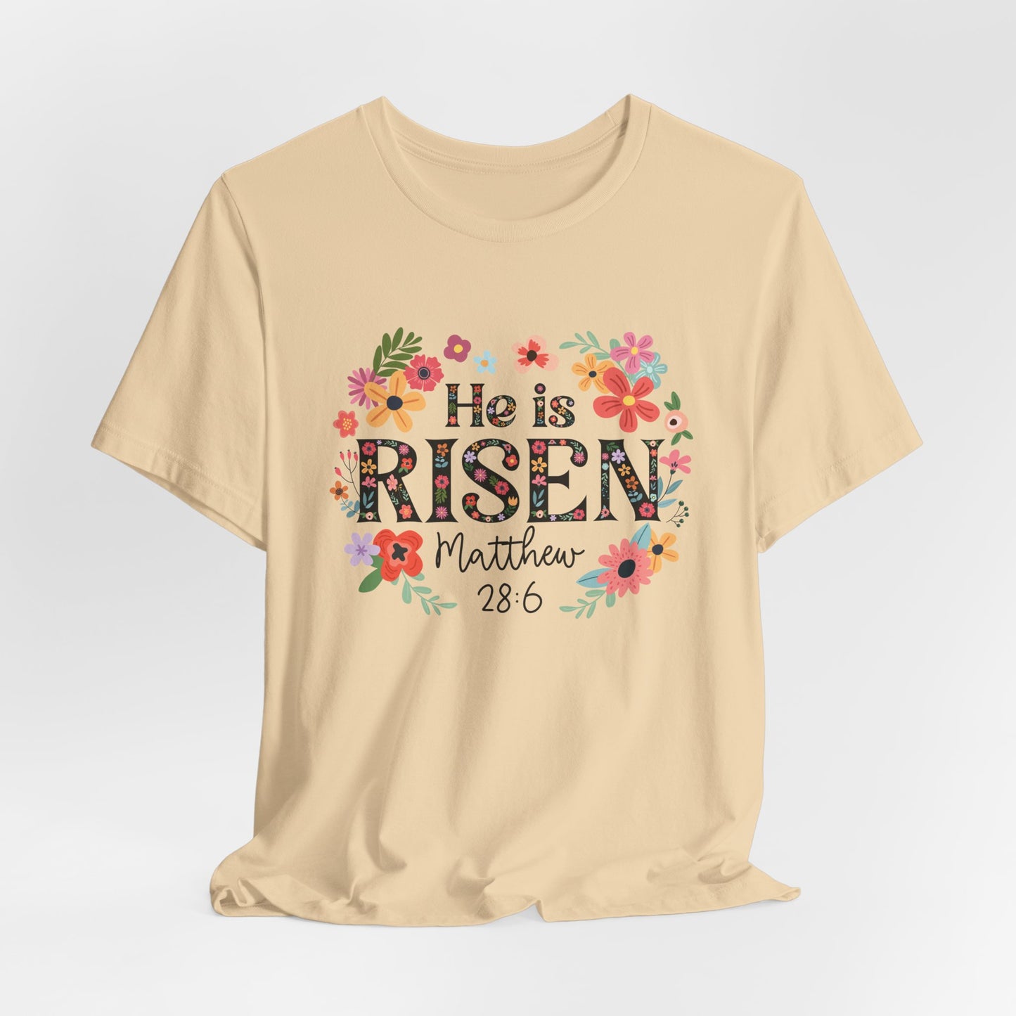 He is Risen Floral Tee, Easter Celebration Shirt, Christian Faith Apparel, Spring Outfit, Inspirational Gift