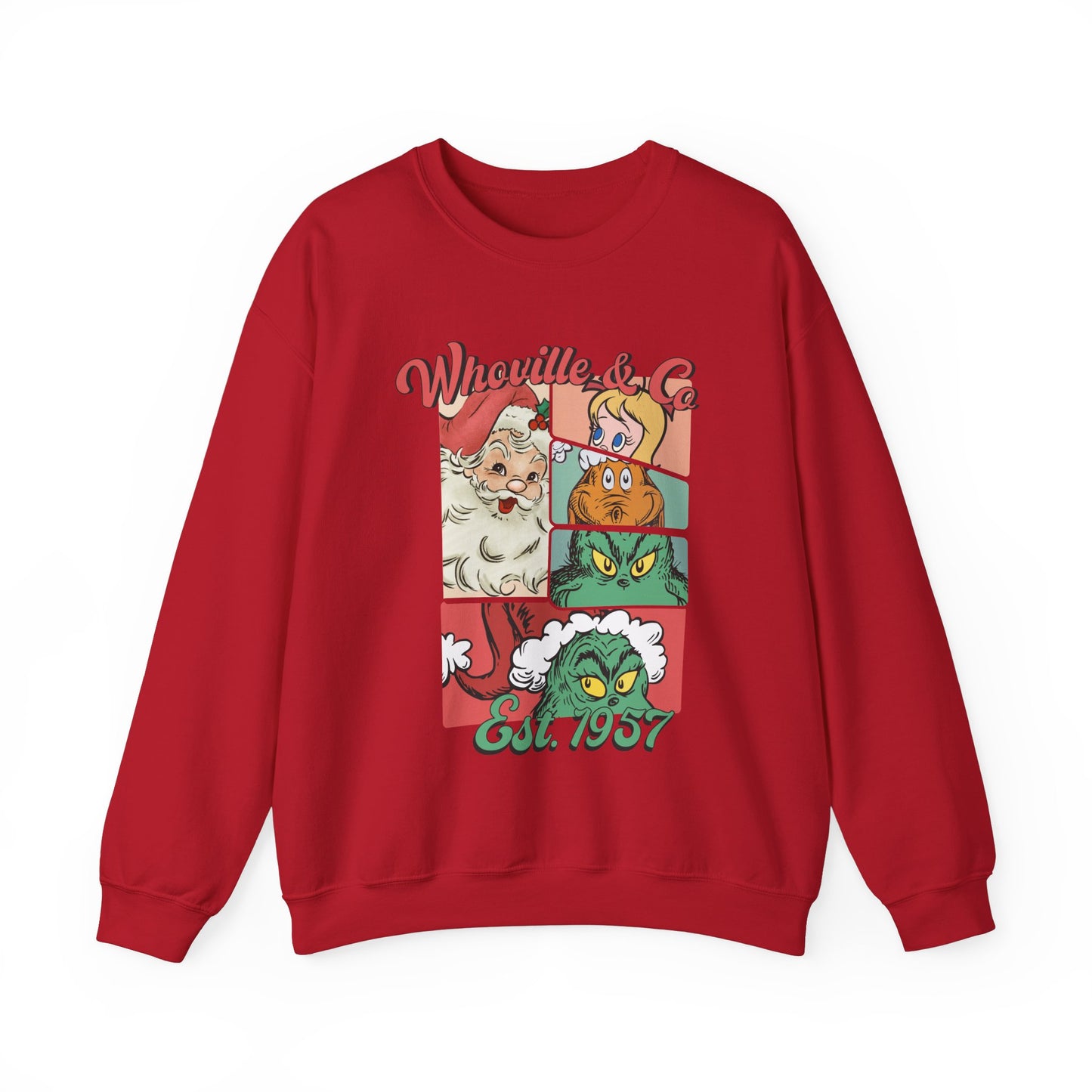 Retro Christmas Unisex Crewneck Sweatshirt Crewneck Sweatshirt/Grinch/Cindy Lou