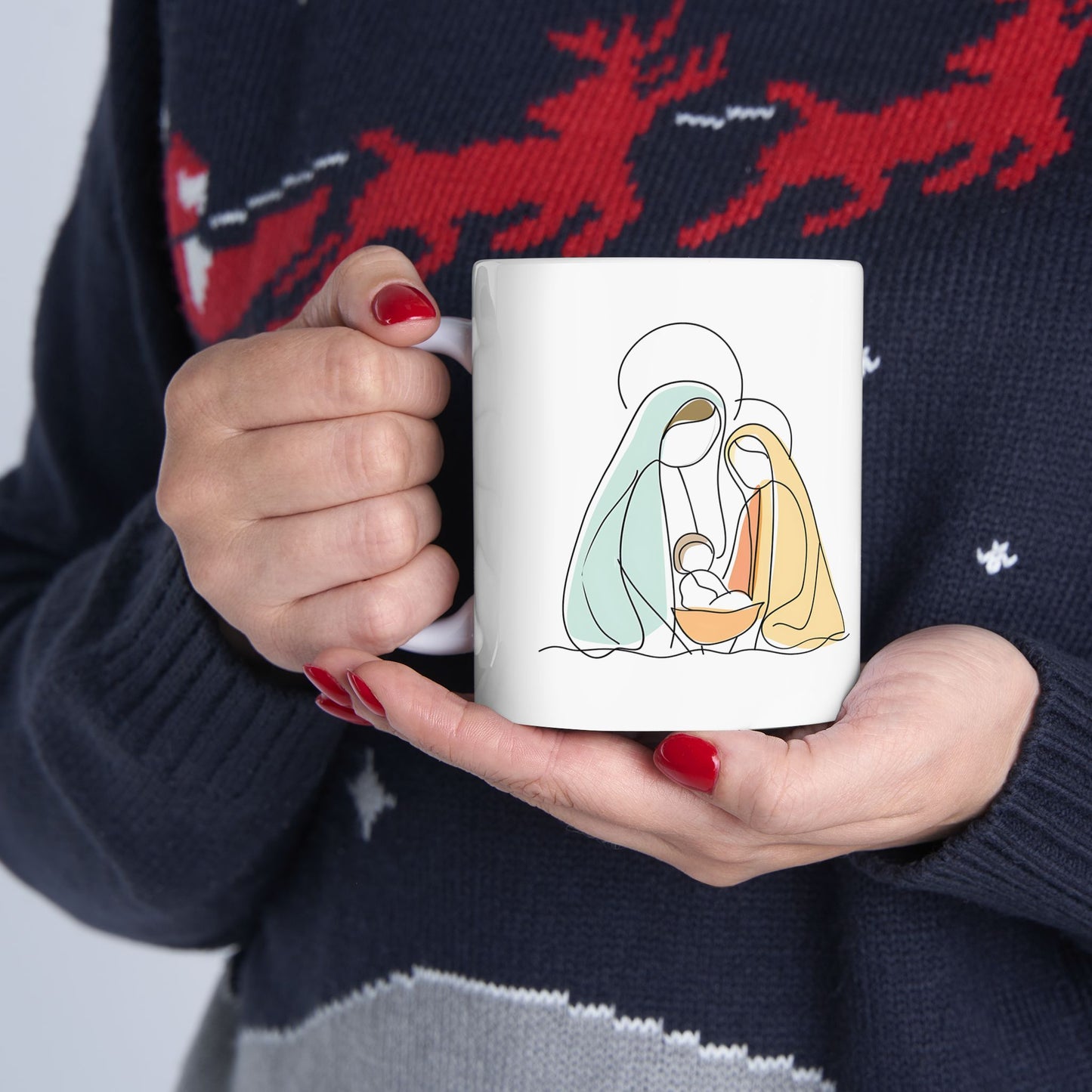 Nativity Scene Ceramic Mug, (11oz, 15oz)/Nativity Mug/Nativity Scene