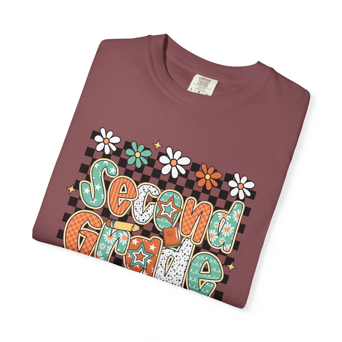 Retro Second Grade Teacher Tee Unisex Garment-Dyed T-shirt, School Teacher Gift, Back to School
