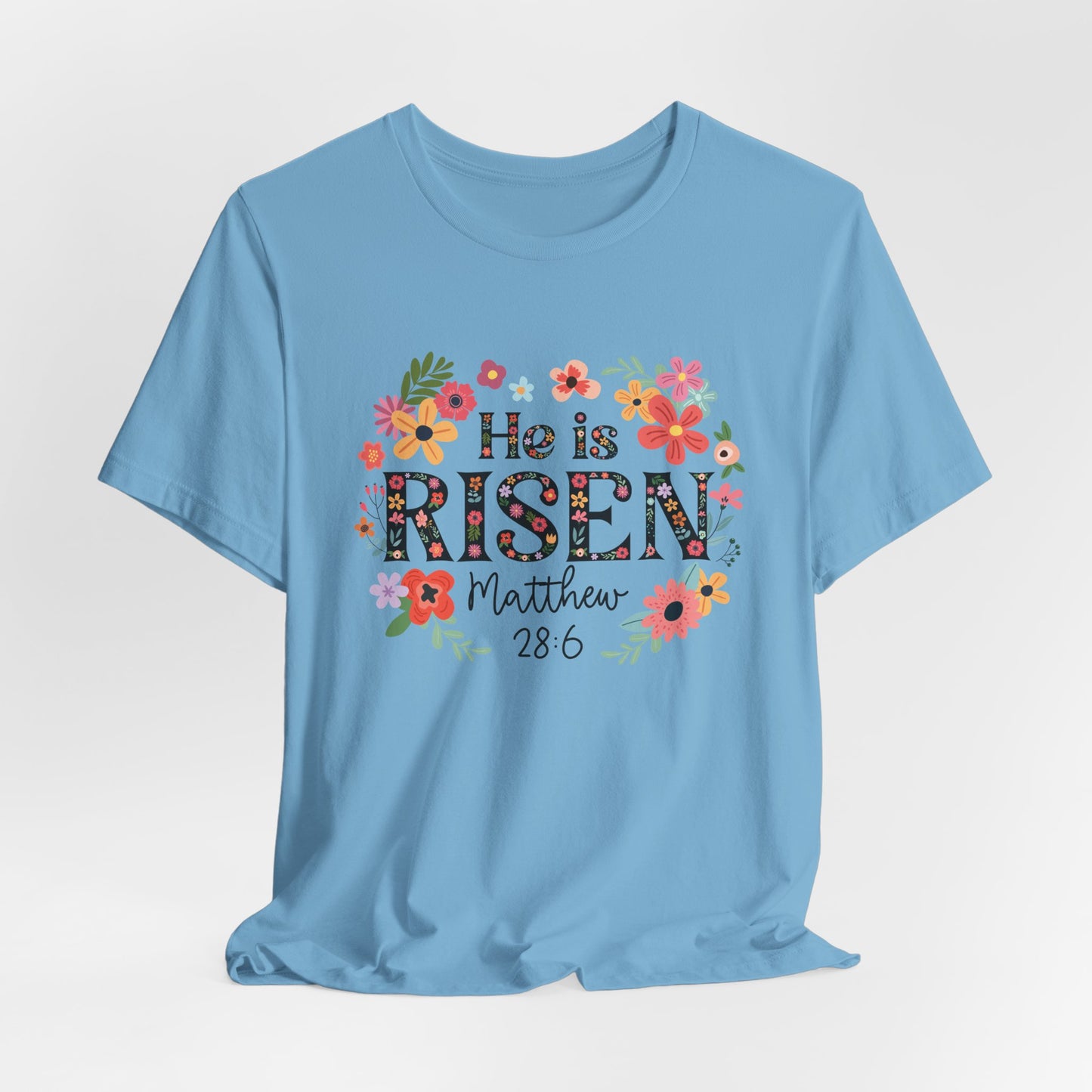 He is Risen Floral Tee, Easter Celebration Shirt, Christian Faith Apparel, Spring Outfit, Inspirational Gift