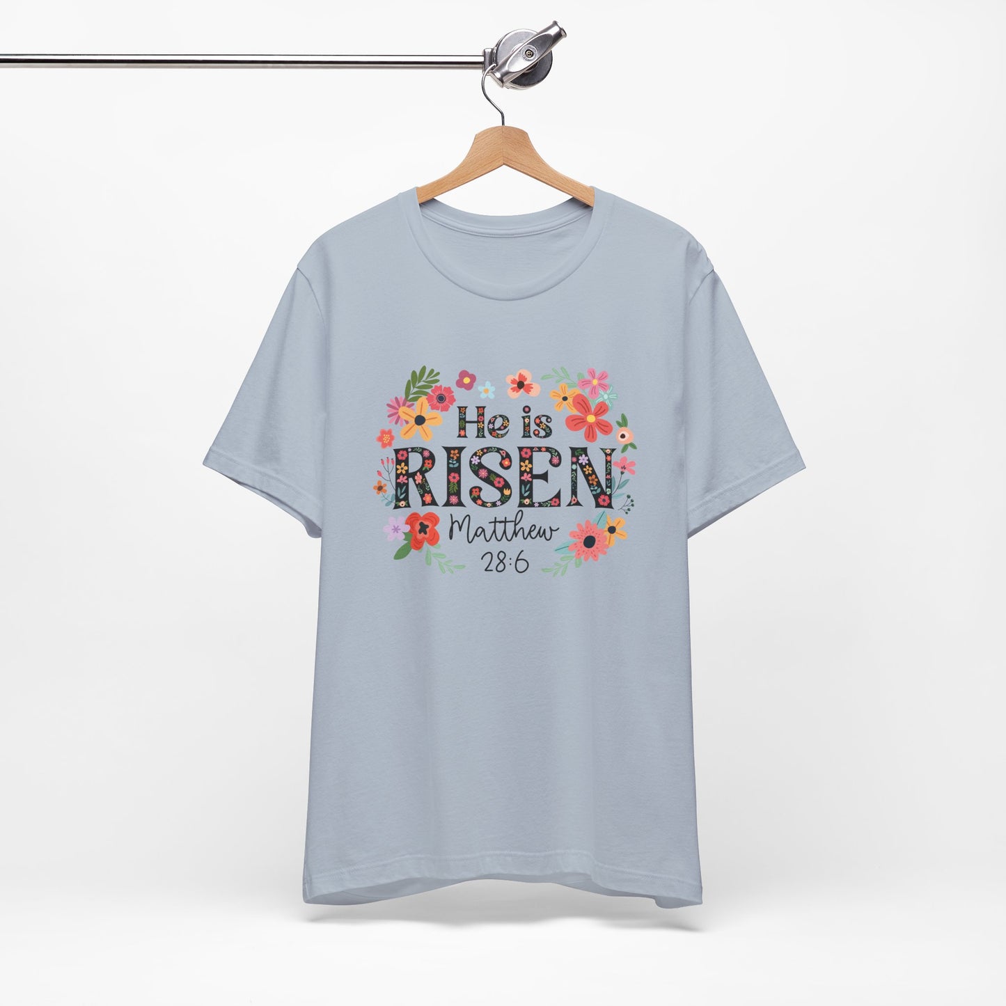 He is Risen Floral Tee, Easter Celebration Shirt, Christian Faith Apparel, Spring Outfit, Inspirational Gift