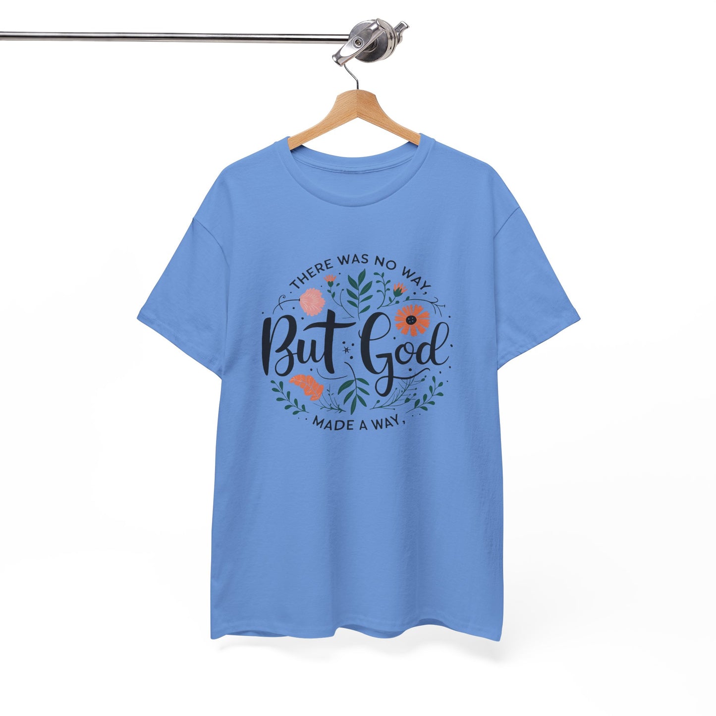 Inspirational Unisex Heavy Cotton Tee - "But God" Floral Design, Christian Gift, Faith Tee, Motivational Shirt, Casual Wear