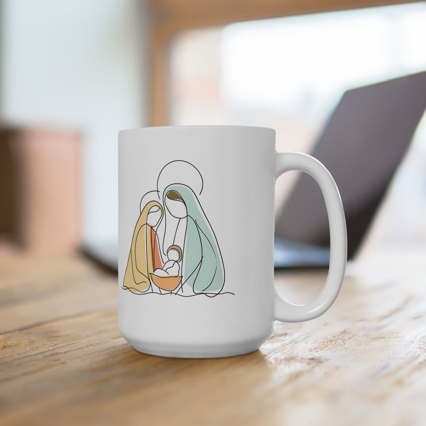Nativity Scene Ceramic Mug, (11oz, 15oz)/Nativity Mug/Nativity Scene