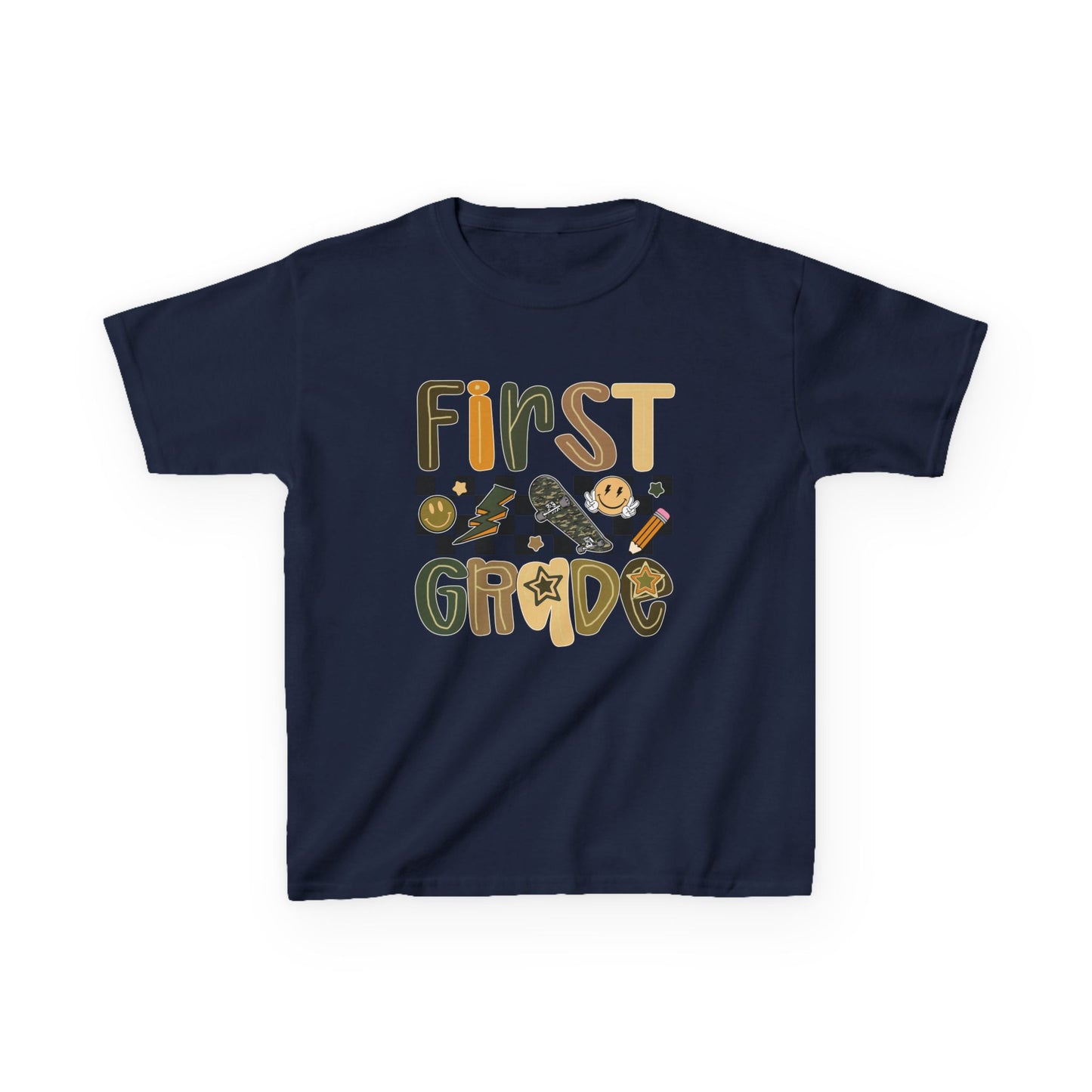 First Grade Kids Tee, Fun Children's Shirt, Back to School Apparel, Gift for Students, Classroom Wear, Summer Camp T-Shirt