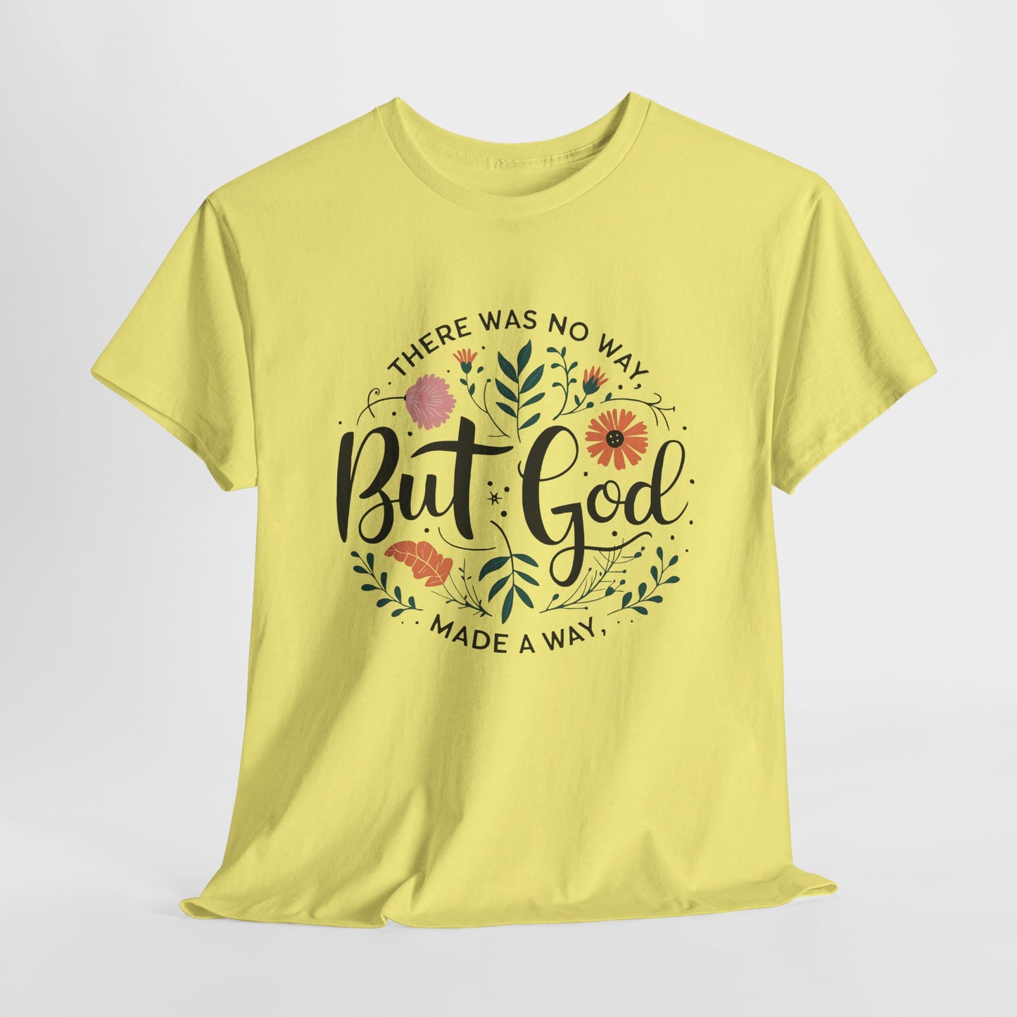 Inspirational Unisex Heavy Cotton Tee - "But God" Floral Design, Christian Gift, Faith Tee, Motivational Shirt, Casual Wear