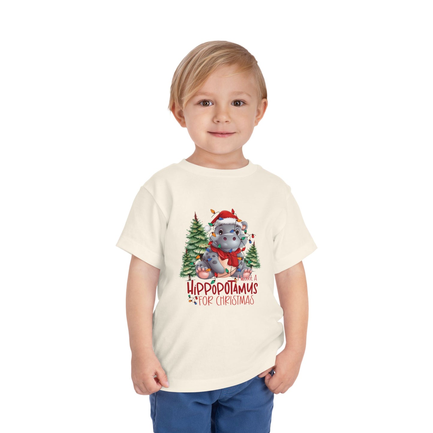 I want a hippopotamus for Christmas Toddler Short Sleeve Tee/ Bella Canvas Soft Toddler tee