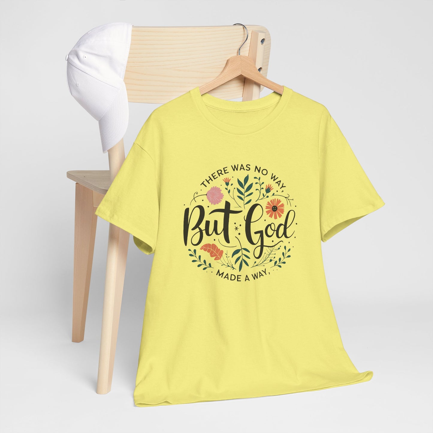 Inspirational Unisex Heavy Cotton Tee - "But God" Floral Design, Christian Gift, Faith Tee, Motivational Shirt, Casual Wear