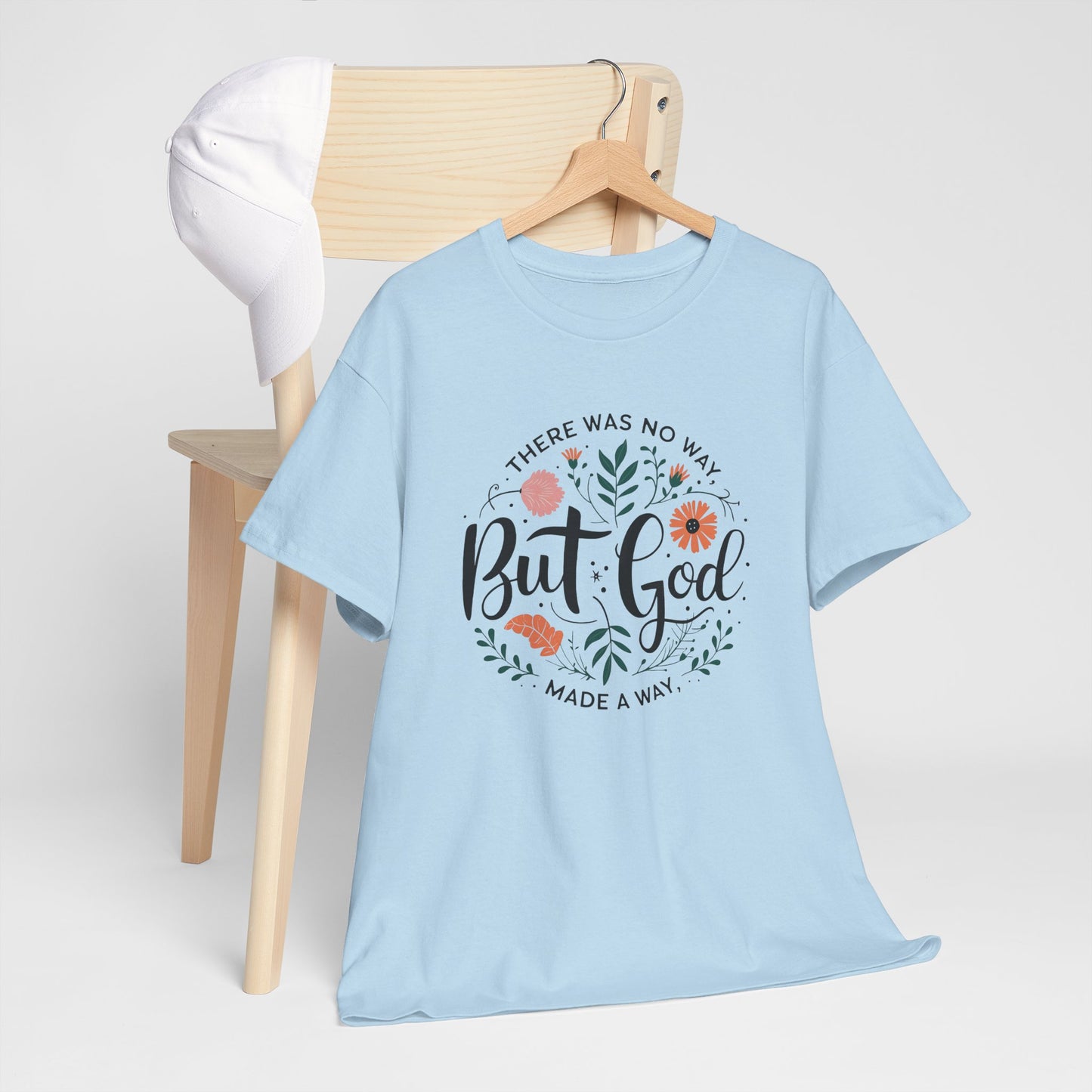 Inspirational Unisex Heavy Cotton Tee - "But God" Floral Design, Christian Gift, Faith Tee, Motivational Shirt, Casual Wear