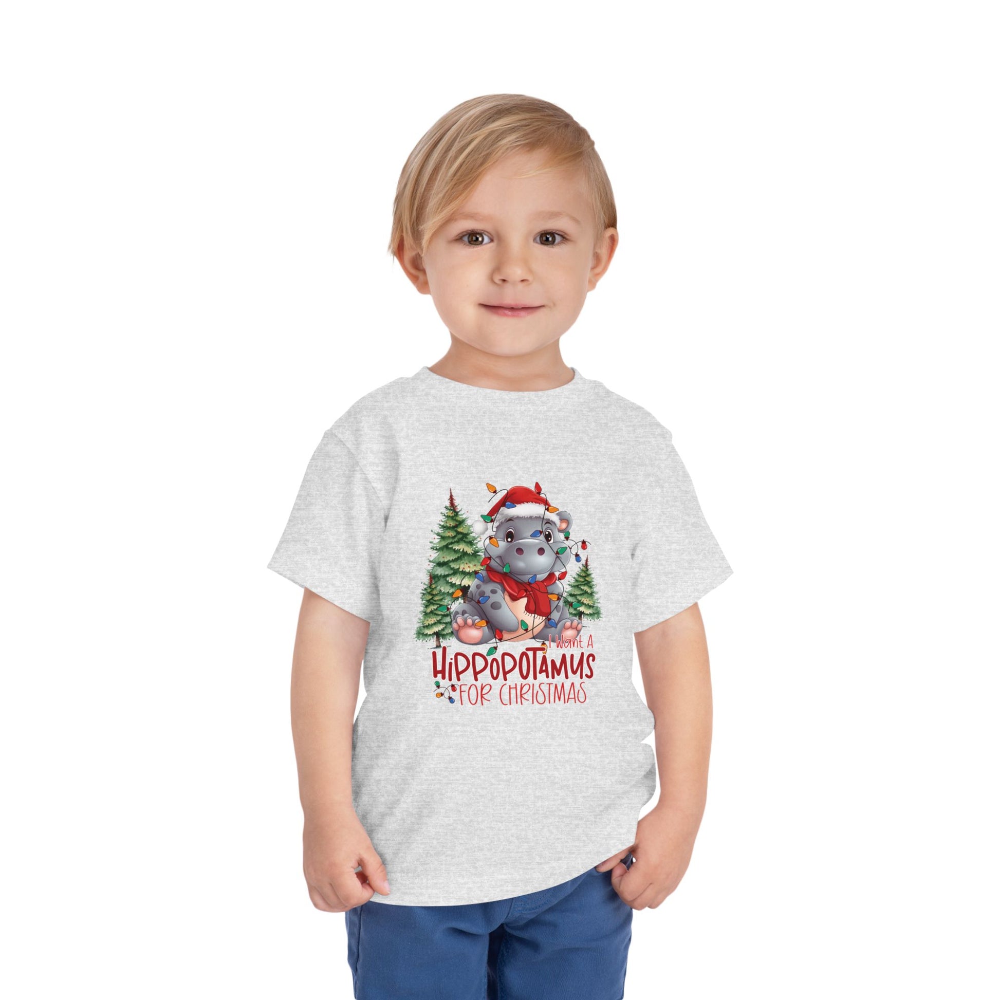 I want a hippopotamus for Christmas Toddler Short Sleeve Tee/ Bella Canvas Soft Toddler tee