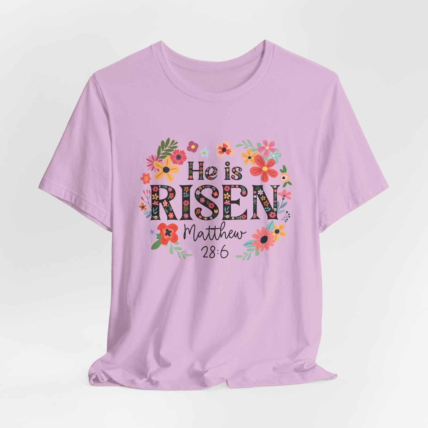He is Risen Floral Tee, Easter Celebration Shirt, Christian Faith Apparel, Spring Outfit, Inspirational Gift