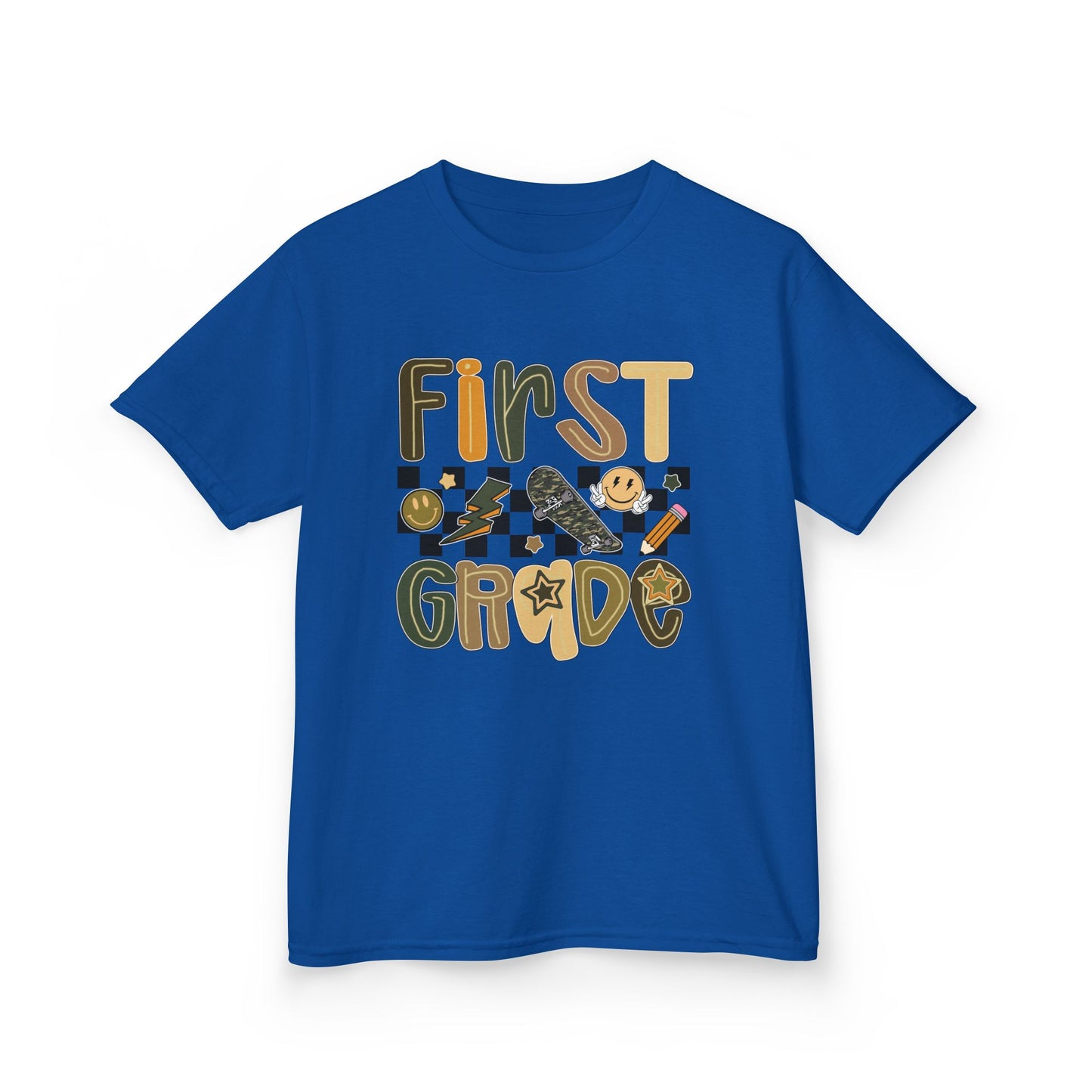 First Grade Kids Tee, Fun Children's Shirt, Back to School Apparel, Gift for Students, Classroom Wear, Summer Camp T-Shirt