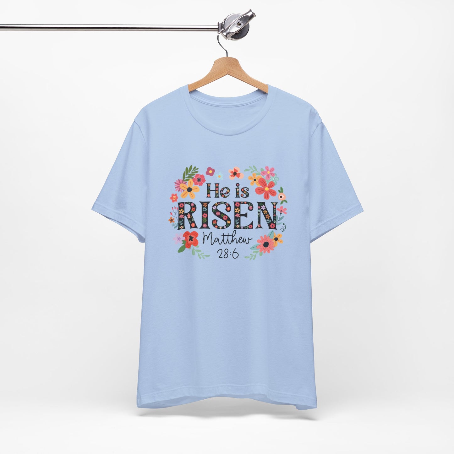 He is Risen Floral Tee, Easter Celebration Shirt, Christian Faith Apparel, Spring Outfit, Inspirational Gift