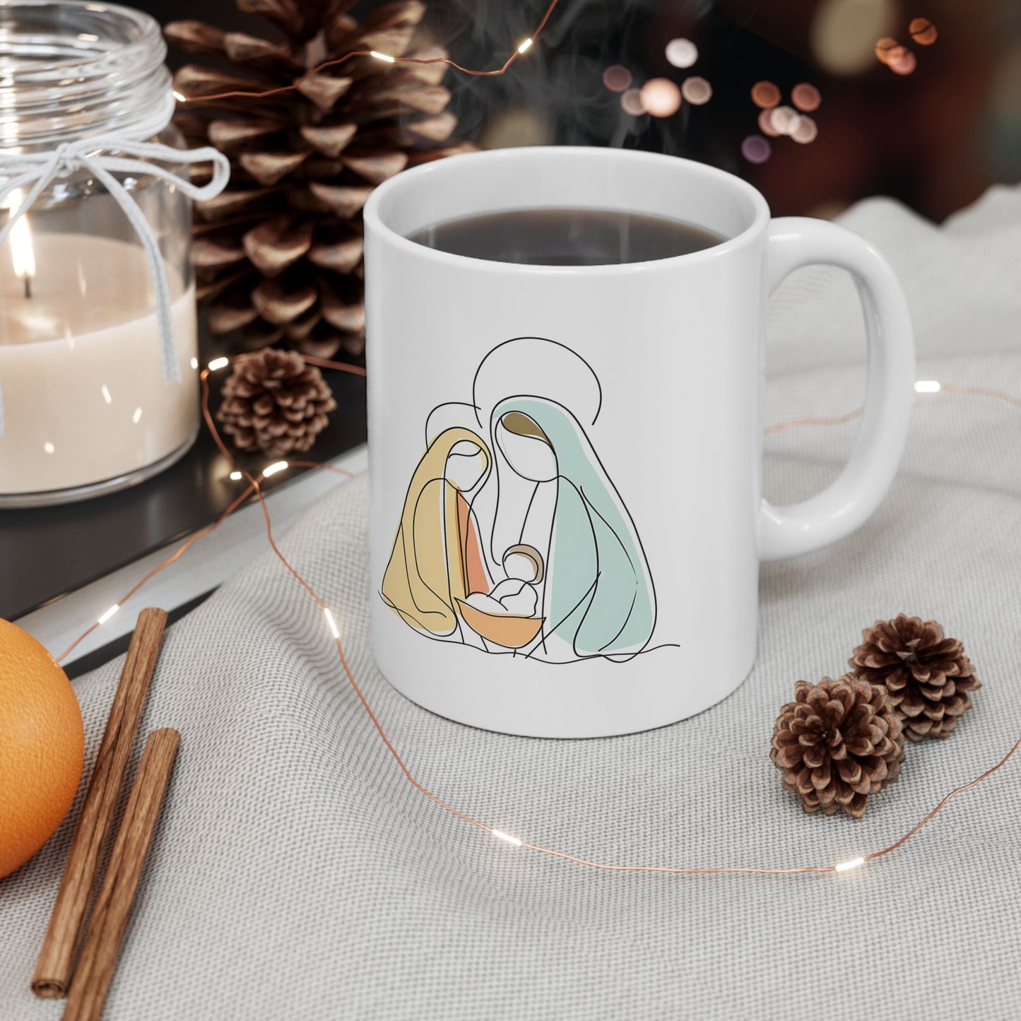 Nativity Scene Ceramic Mug, (11oz, 15oz)/Nativity Mug/Nativity Scene