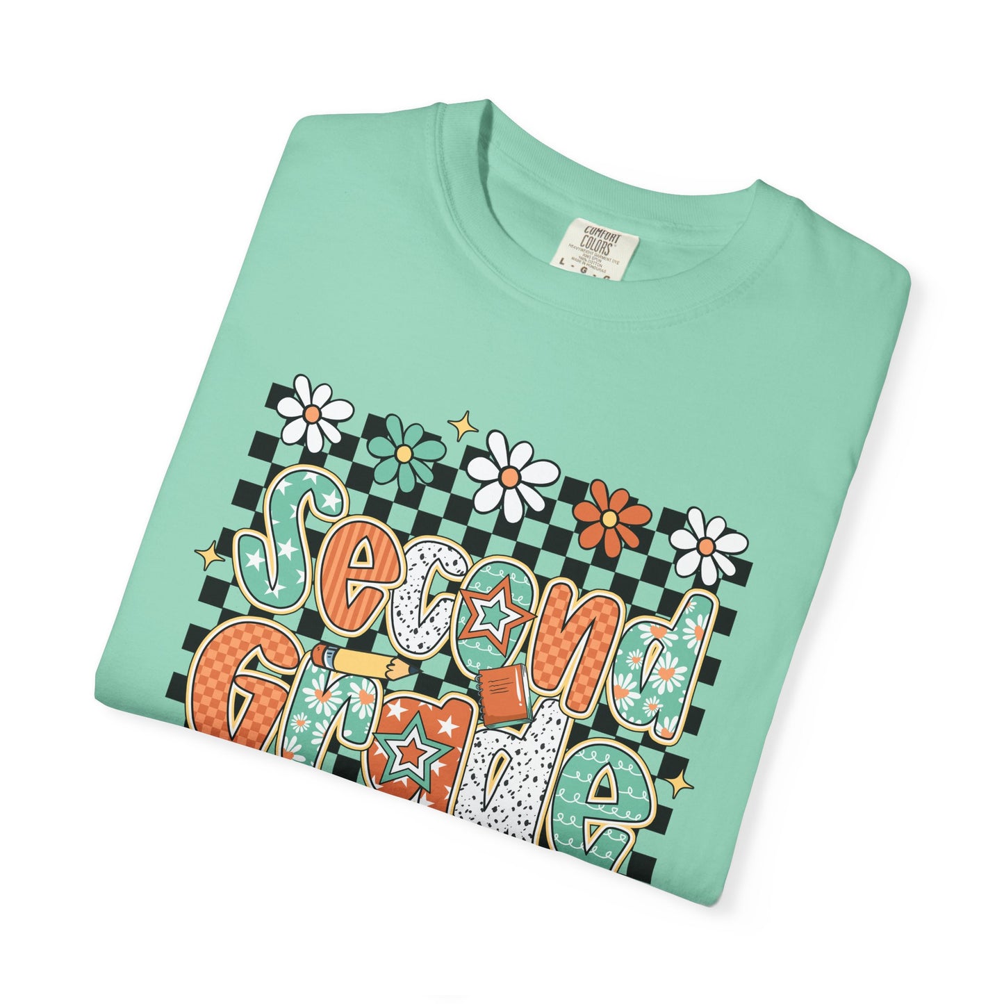 Retro Second Grade Teacher Tee Unisex Garment-Dyed T-shirt, School Teacher Gift, Back to School