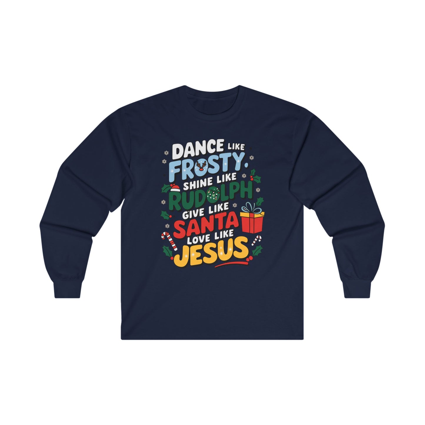 Holiday Unisex Heavy Cotton Long Sleeve Tee/Christmas Tee/Dance like Frosty/Christmas Retro Shirt