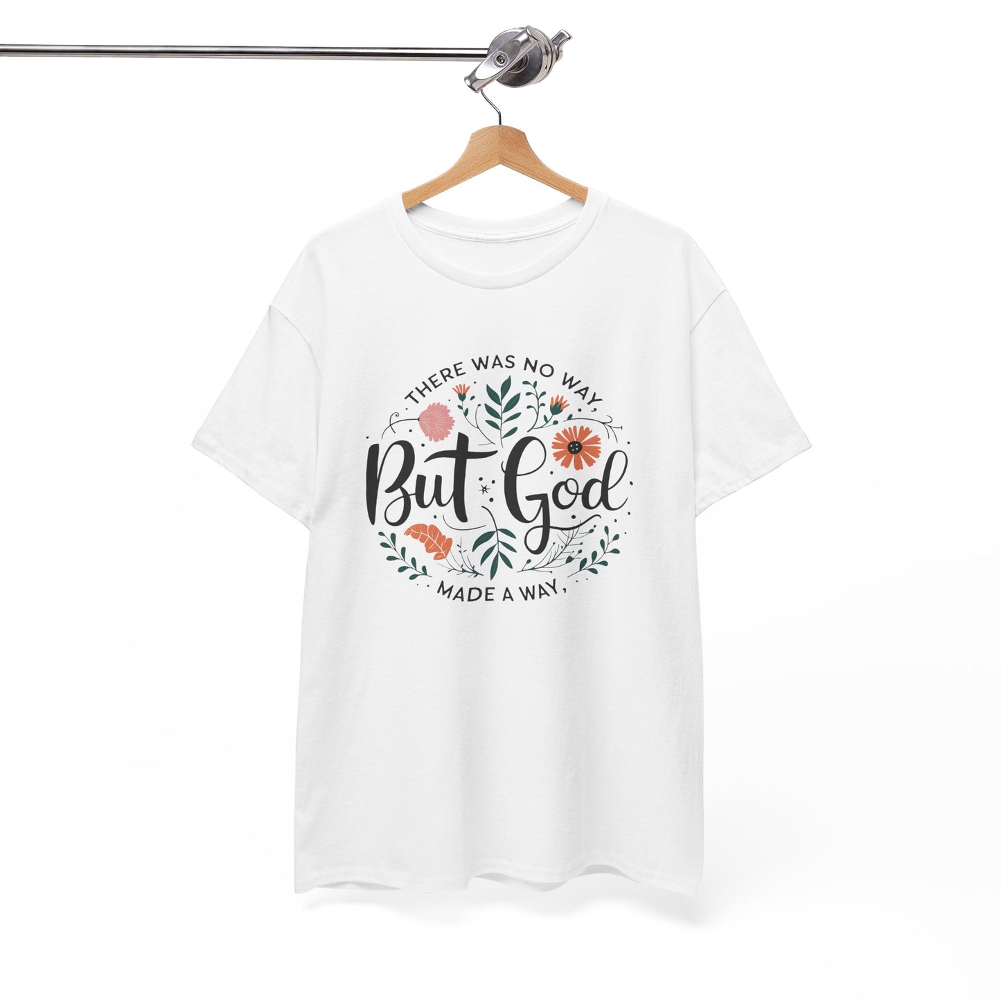 Inspirational Unisex Heavy Cotton Tee - "But God" Floral Design, Christian Gift, Faith Tee, Motivational Shirt, Casual Wear