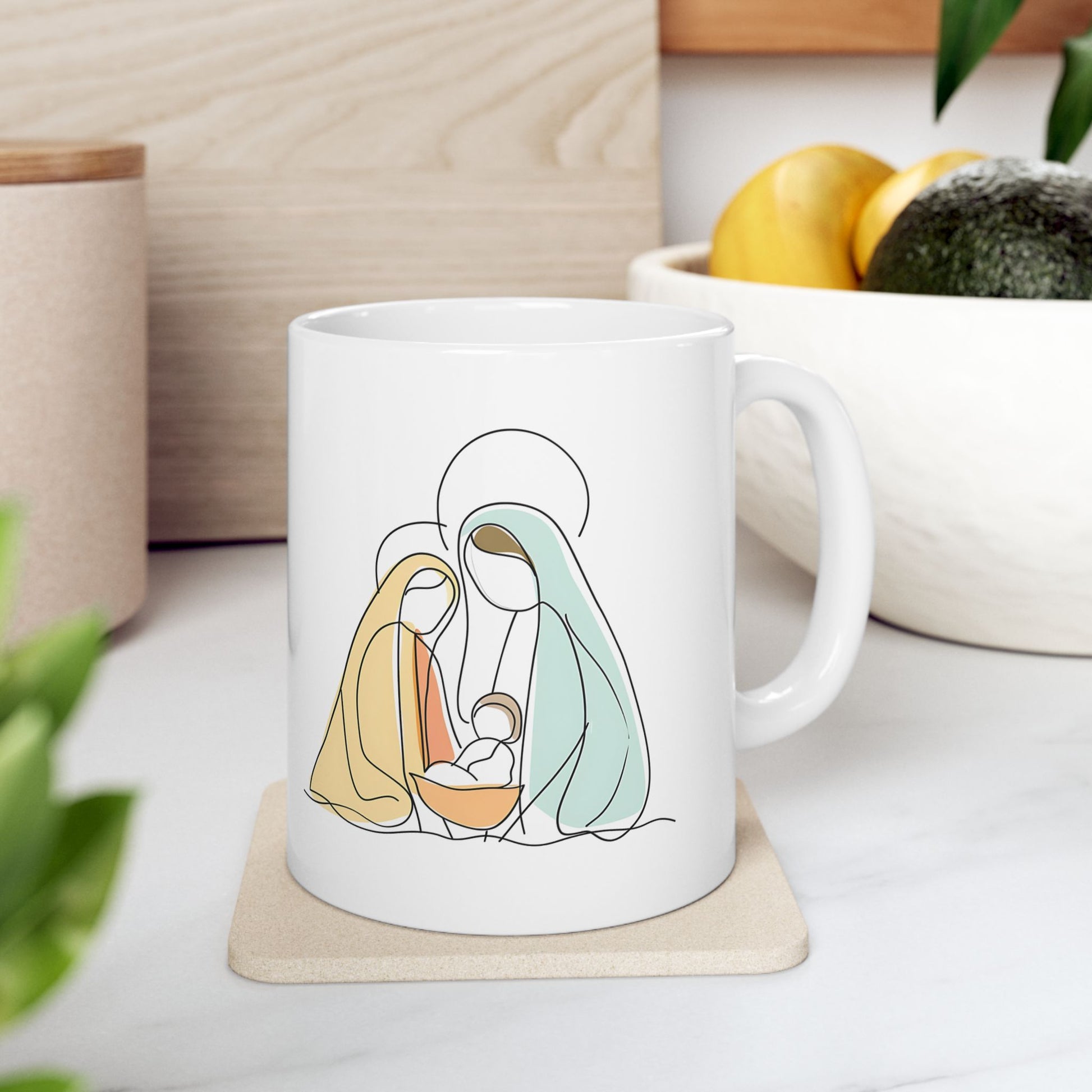 Nativity Scene Ceramic Mug, (11oz, 15oz)/Nativity Mug/Nativity Scene