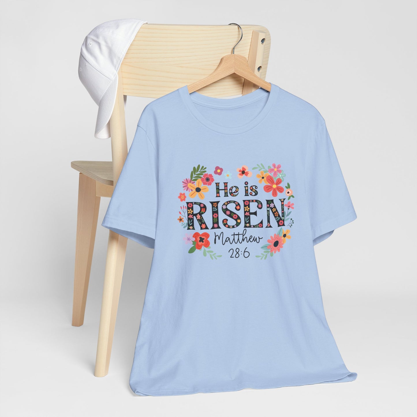 He is Risen Floral Tee, Easter Celebration Shirt, Christian Faith Apparel, Spring Outfit, Inspirational Gift