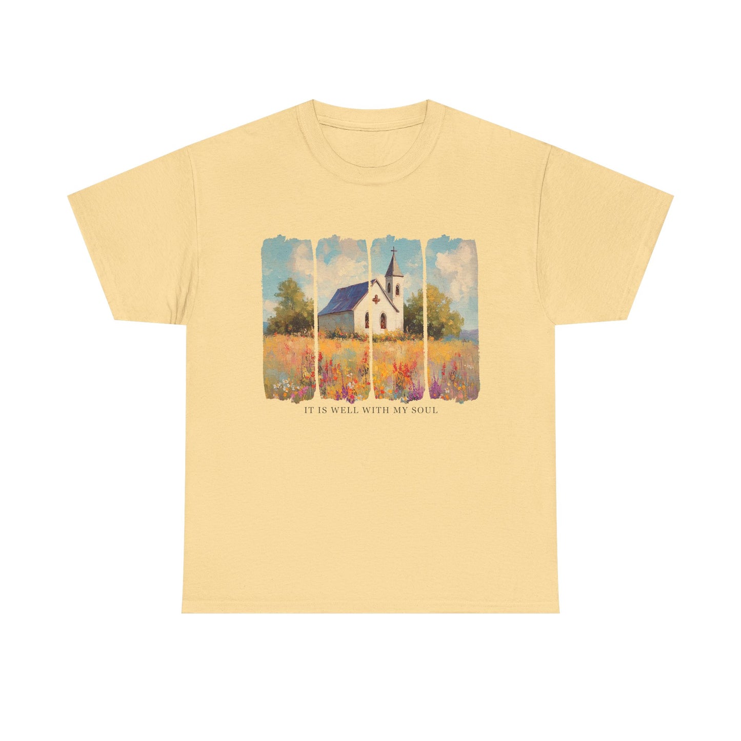 Inspirational Unisex Heavy Cotton Tee - "It Is Well With My Soul" - Faith Shirt, Spiritual Gift, Comfort Tee, Religious