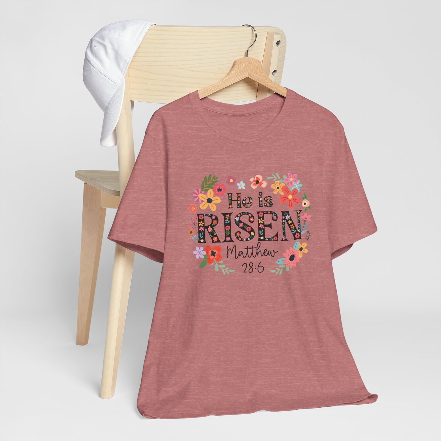 He is Risen Floral Tee, Easter Celebration Shirt, Christian Faith Apparel, Spring Outfit, Inspirational Gift