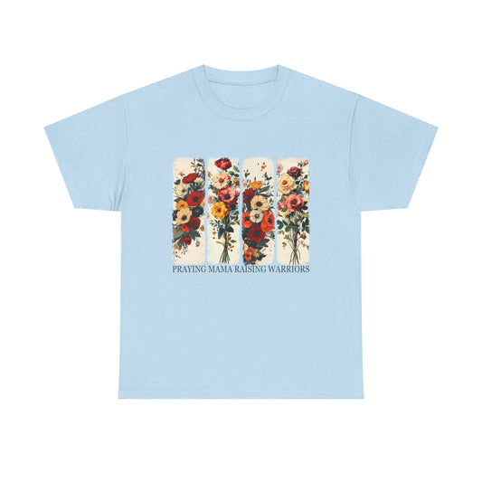 Praying Mama Heavy Cotton Tee, Floral Design, Gift for Mothers Day, Inspirational Apparel