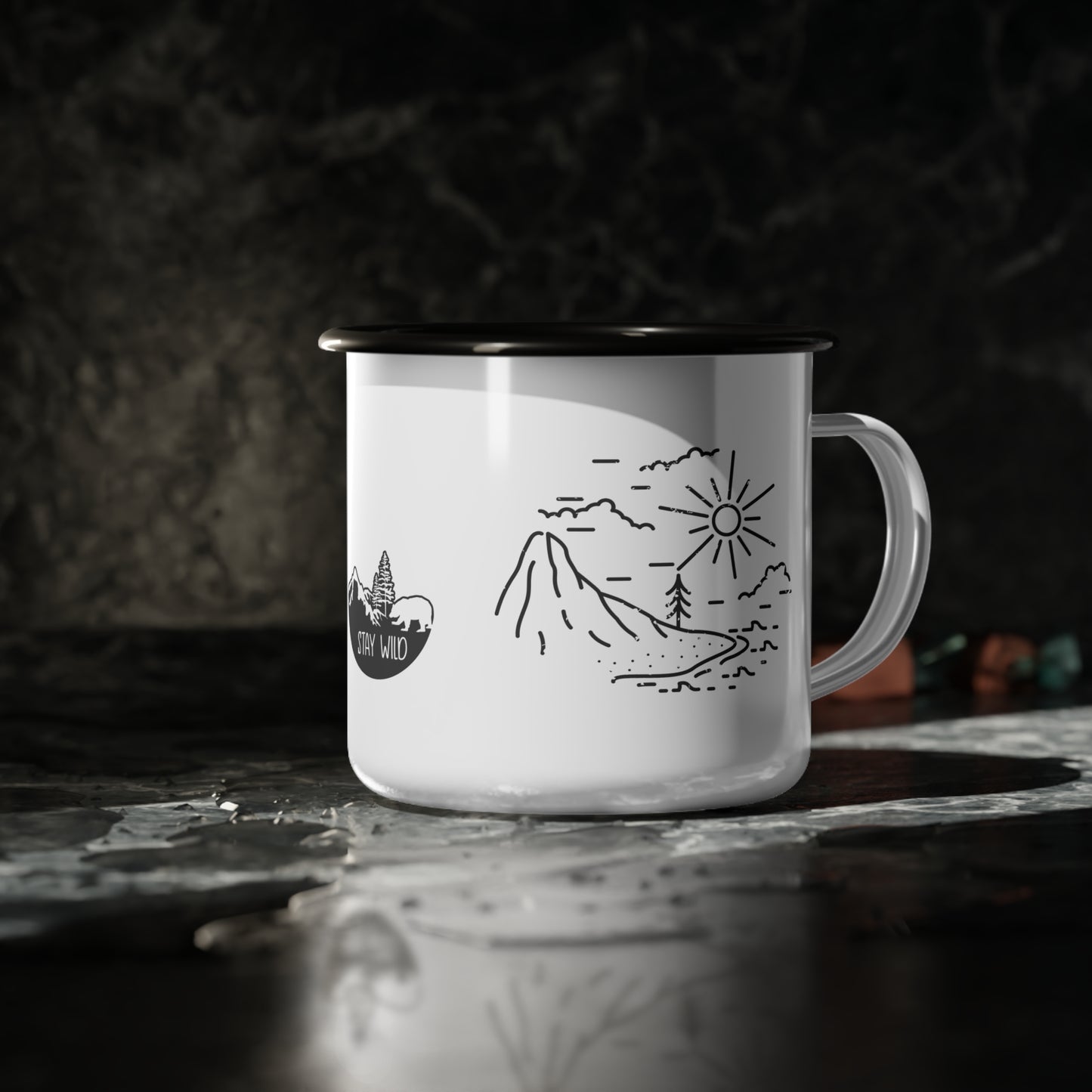 Camping Mountains Stay Wild Enamel Camp Coffee Cup 12oz
