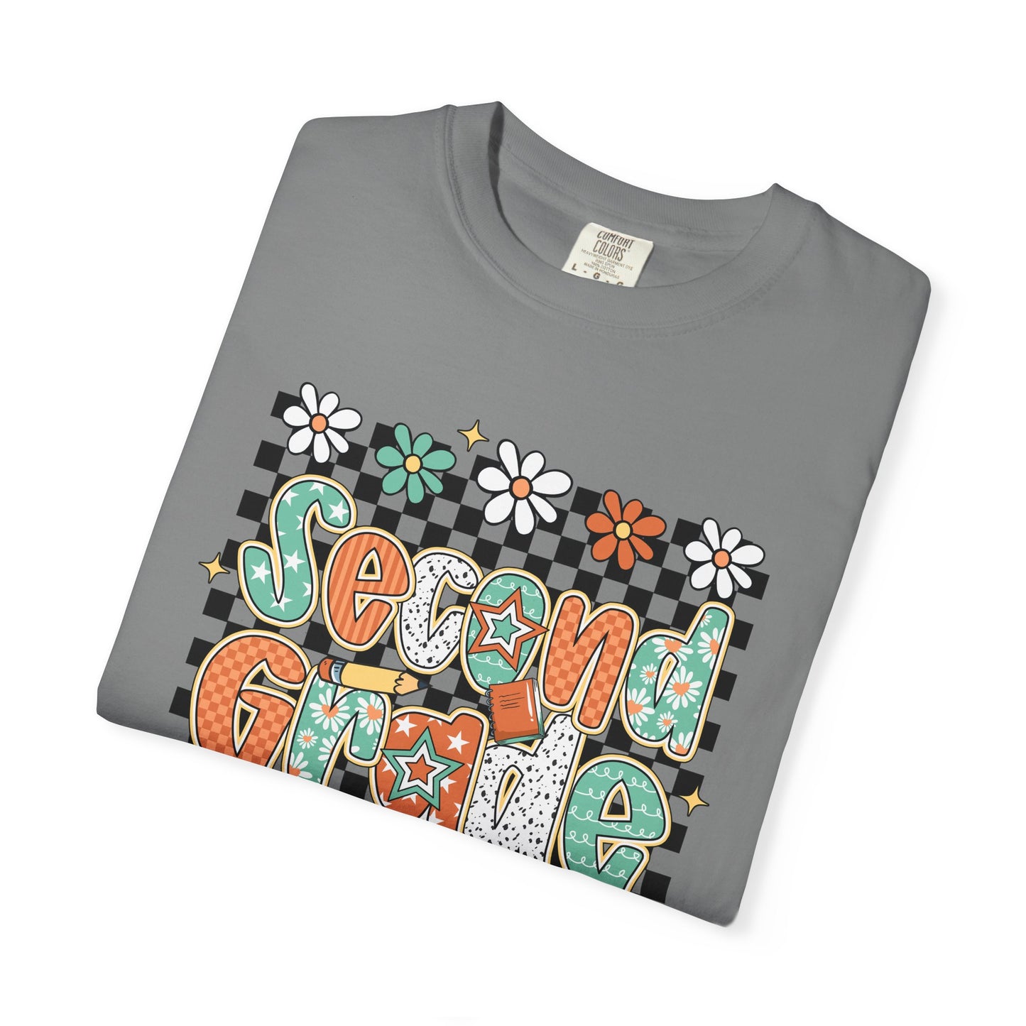 Retro Second Grade Teacher Tee Unisex Garment-Dyed T-shirt, School Teacher Gift, Back to School