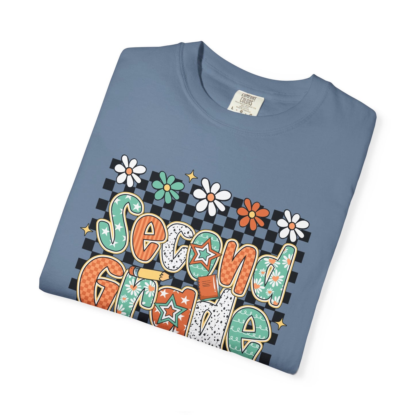 Retro Second Grade Teacher Tee Unisex Garment-Dyed T-shirt, School Teacher Gift, Back to School