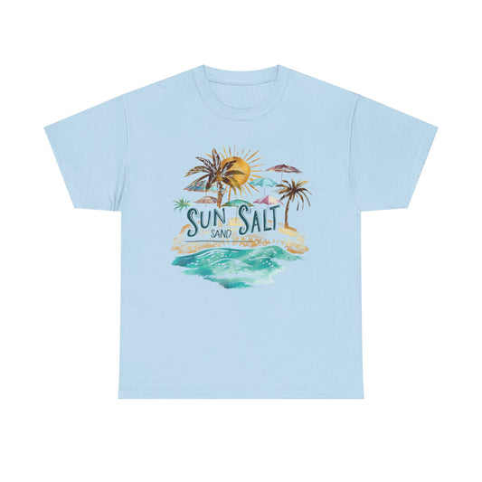 Sun, Salt & Sand Unisex Heavy Cotton Tee - Beach Lovers Shirt, Vacation T-Shirt, Summer Style