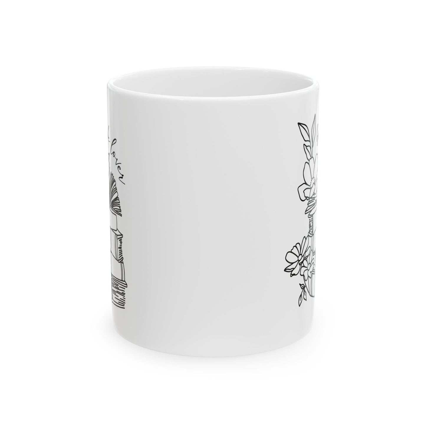 Book Lover Cute Minimalistic Ceramic Coffee Mug, 11oz