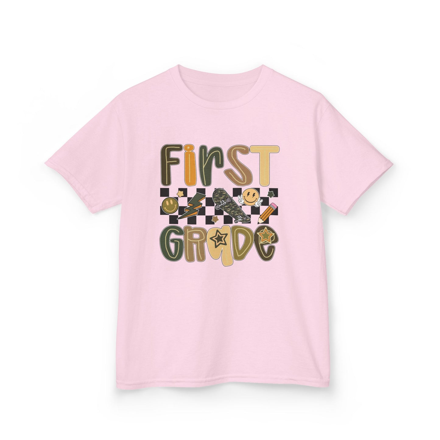 First Grade Kids Tee, Fun Children's Shirt, Back to School Apparel, Gift for Students, Classroom Wear, Summer Camp T-Shirt