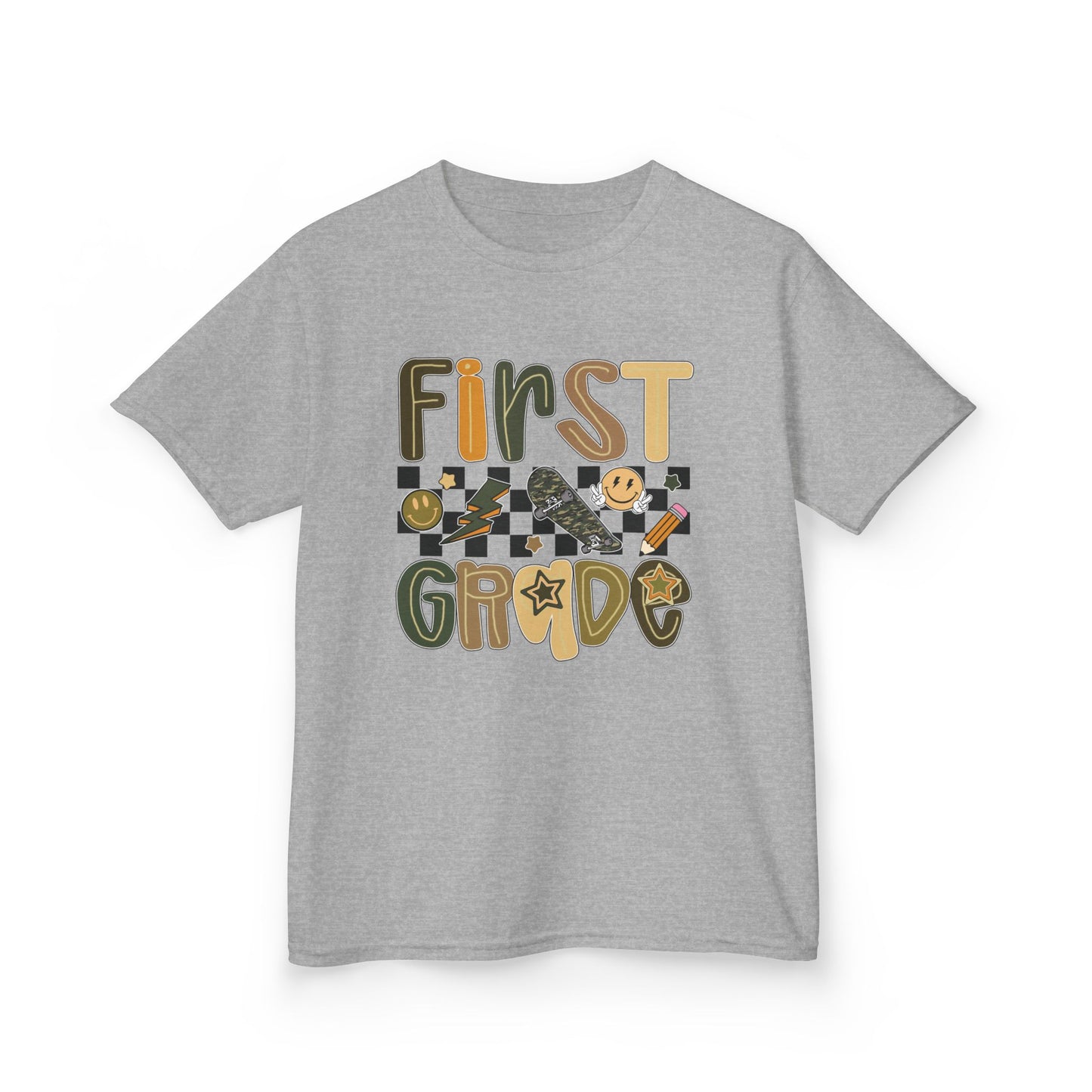 First Grade Kids Tee, Fun Children's Shirt, Back to School Apparel, Gift for Students, Classroom Wear, Summer Camp T-Shirt
