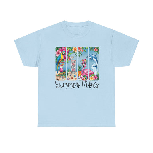 Summer Vibes Tee | Casual Graphic T-Shirt, Beachwear, Tropical Gift, Vacation Top, Unisex Summer Shirt